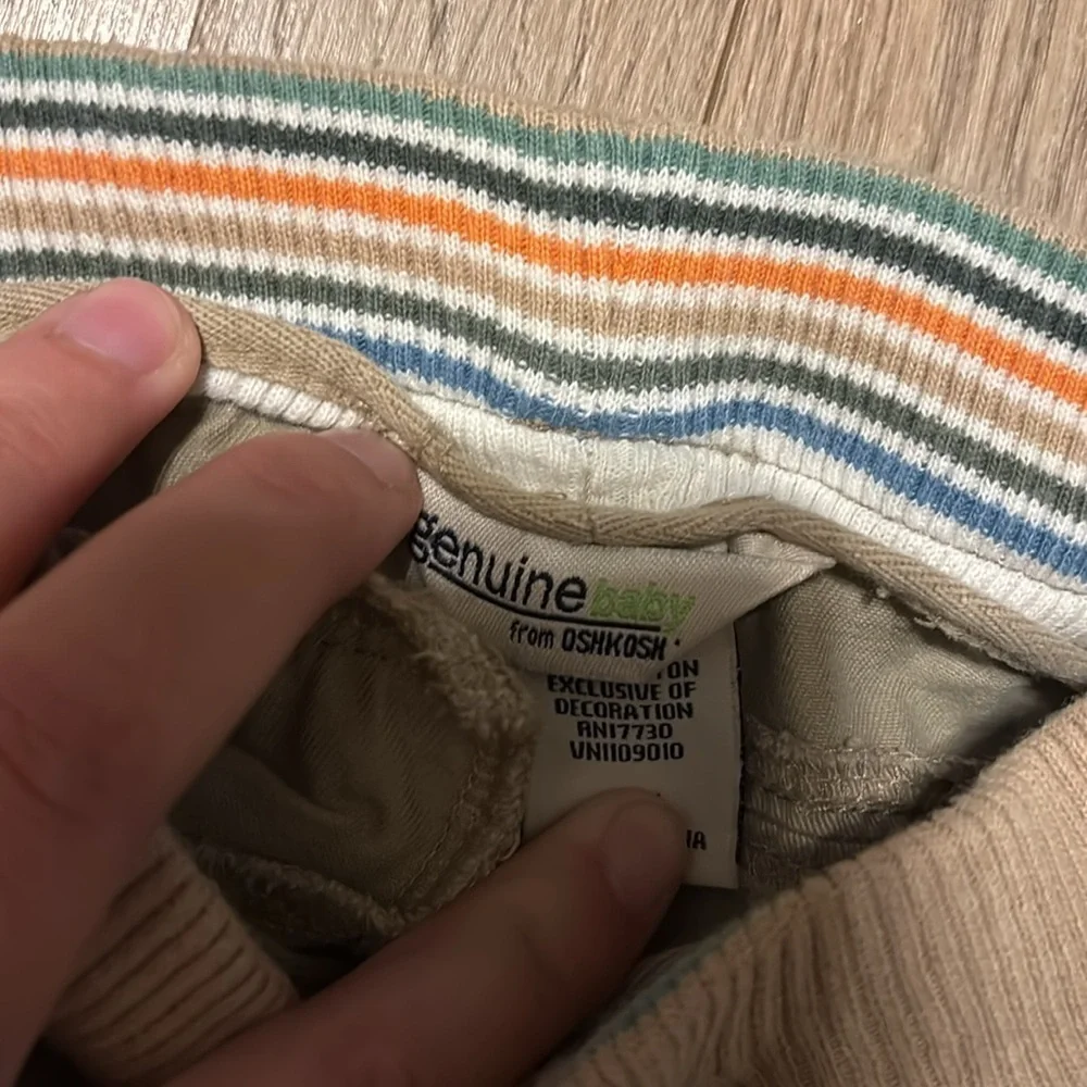 Vintage OshKosh B'gosh Tan Bottoms with Knee Patches and Zipper Back Pocket
